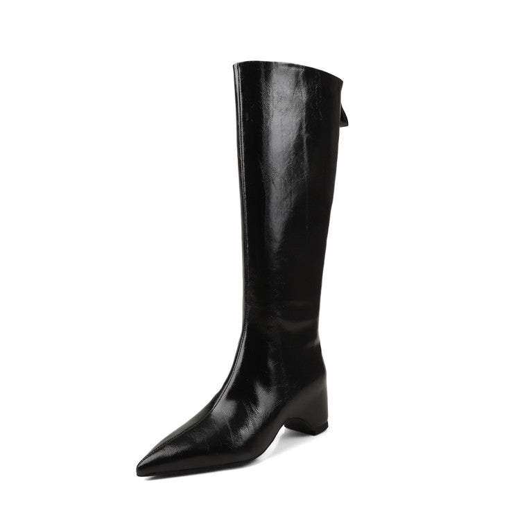 Karin Luna Elegant Style Pointed Toe Internal Height Increase Long Boots
