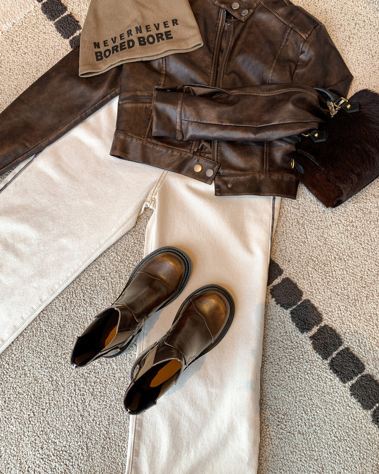 Karin Luna In Stock Spot Goods  Round Toe Stretch Round Toe Chelsea Short Boots