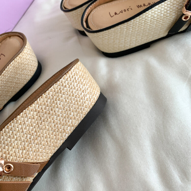 Karin Luna  Closed-Toe Woven Style Height-Increasing Slippers