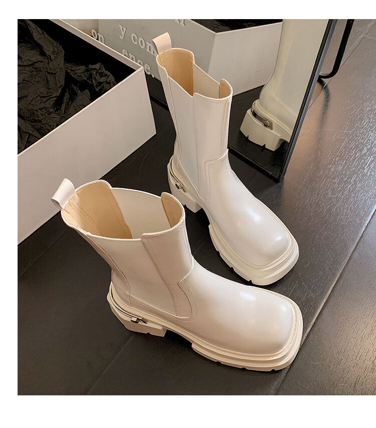 Karin Luna da Brand Series~Rear Metal Decoration Thick Sole Stretch Boots