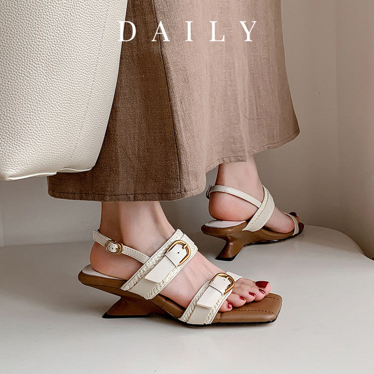 Karin Luna In Stock Spot Goods Vacation style Sofa Cushion Square Toe Irregular Heel Open-Toe Sandals