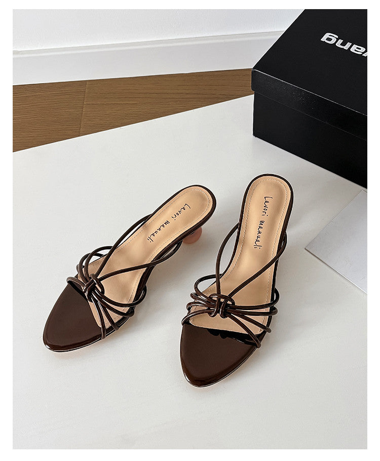 Karin Luna In Stock In Stock  In Stock Round Toe Cross Hollow Round Toe Stiletto Slippers