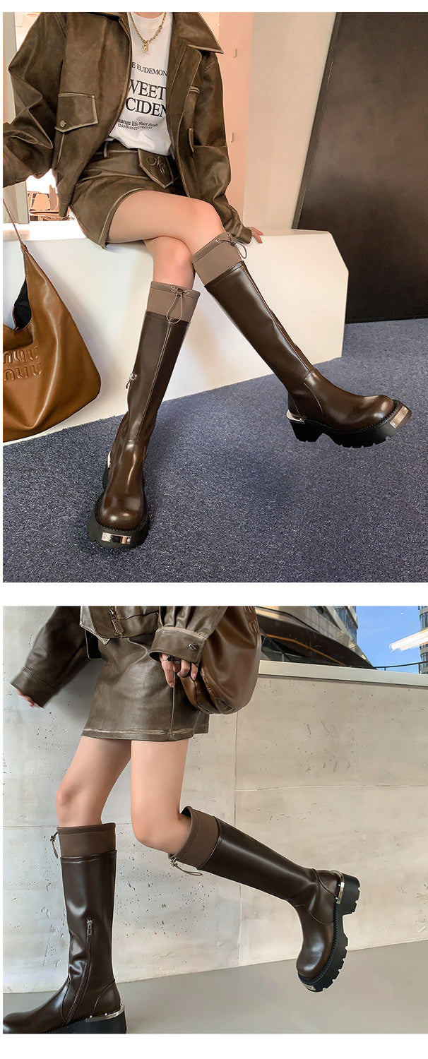 Karin Luna In Stock Spot Goods Thick-soled Casual Versatile Elegant Knight Boots