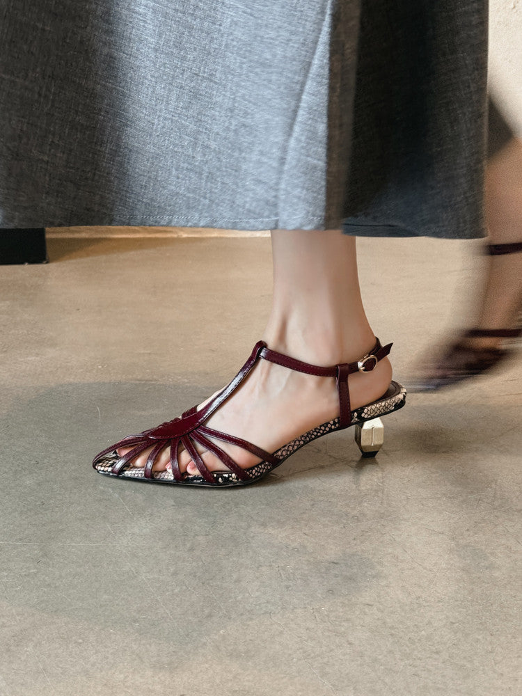 Karin Luna In Stock Spot Goods Open-toe French Style Metal Heel Sandals
