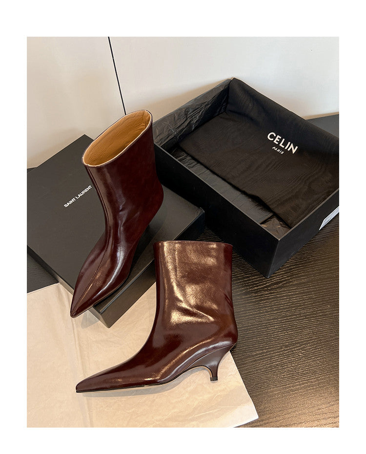 Karin Luna In Stock Spot Goods Minimalist Tube Kitten Heel Short Boots