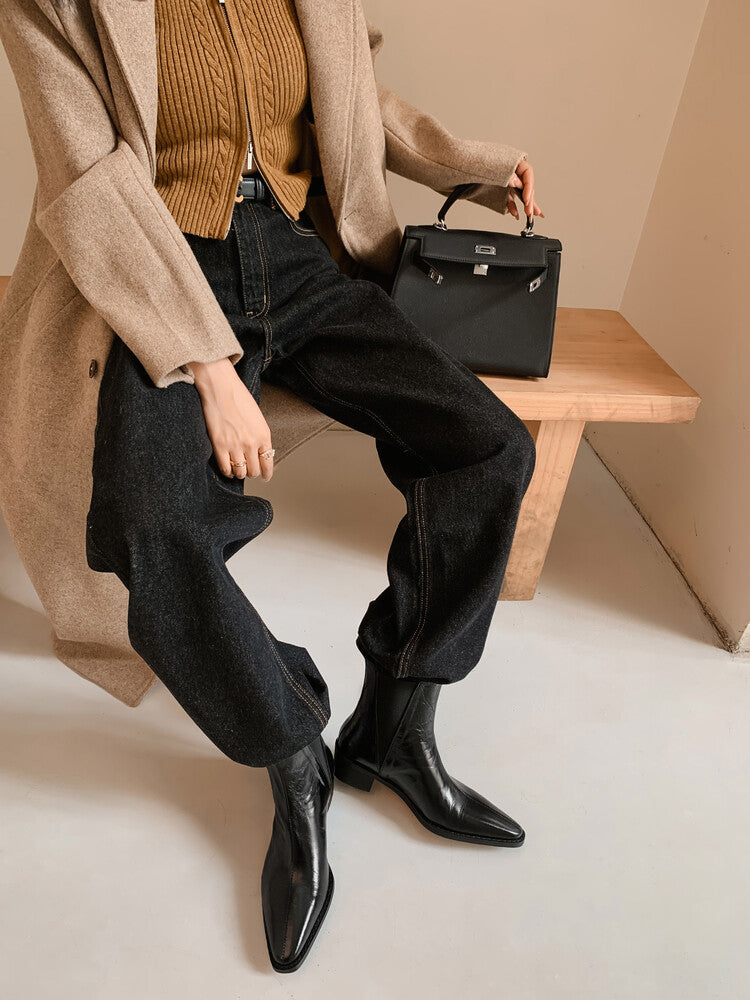 Karin Luna In Stock In stock   Classic first-layer cowhide Chelsea elastic ankle boots