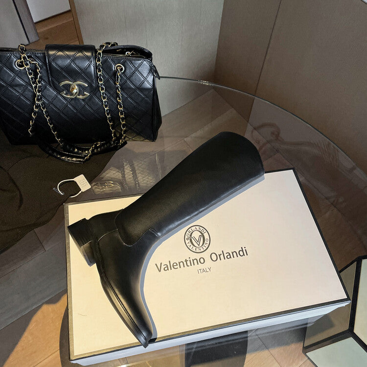 Karin Luna In Stock  Cowhide Niche Versatile Style Knight Boots