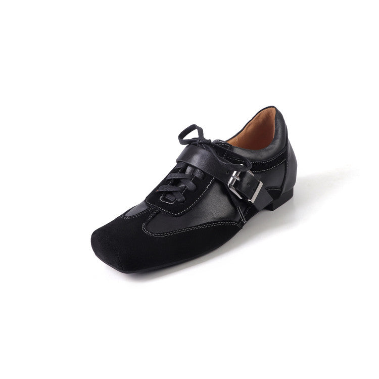 Karin Luna In Stock Spot Goods  Designed retro square-toe ballet shoes with laces