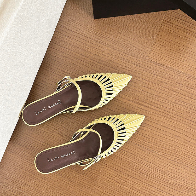 Karin Luna Casual Feel~In stock Pointed Toe Hollow Design Note Pointed Toe Slippers