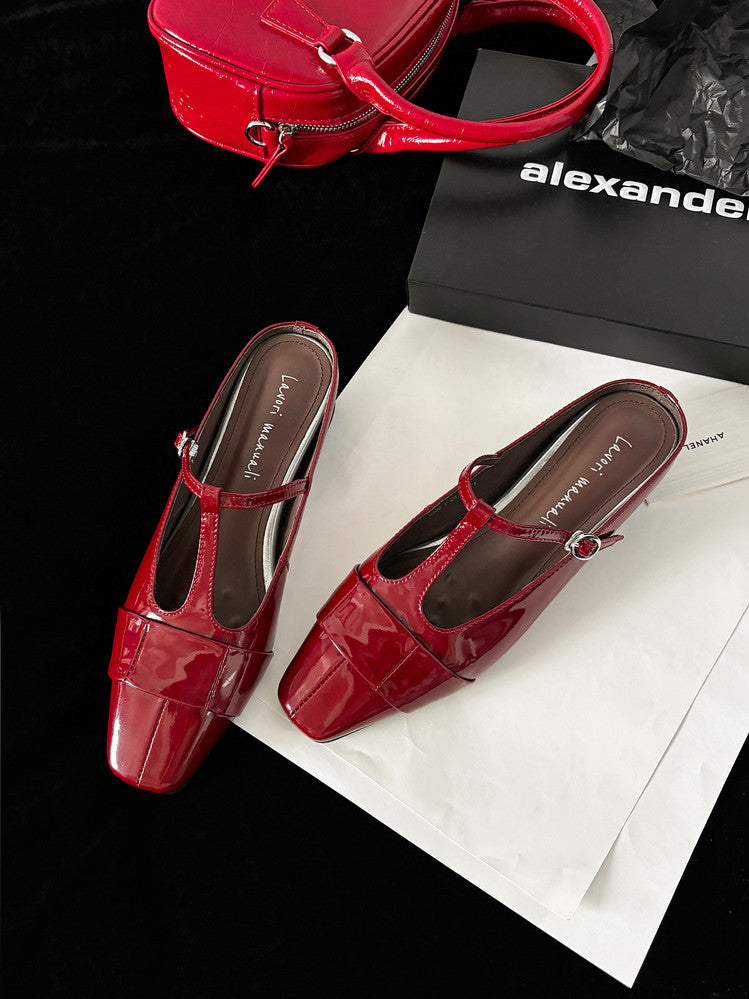 Karin Luna In Stock Spot Goods  t Square-Toed Full Leather Basic Slippers