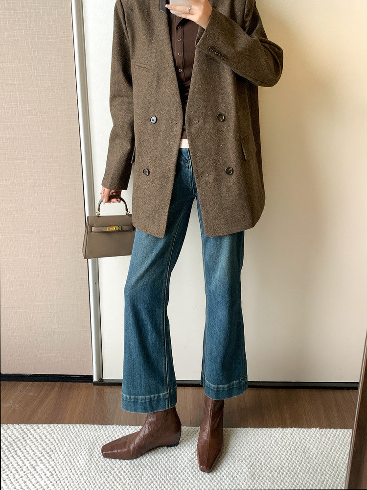 Karin Luna In Stock Spot Goods Slim Series  Hidden Wedge Small Square Toe Back Zipper Short Boots