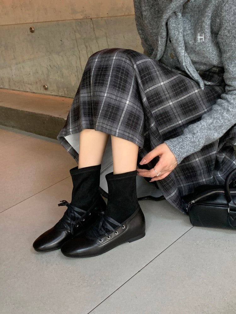 Karin Luna Round Toe Internal Height Increase Lace-up Ankle Boots