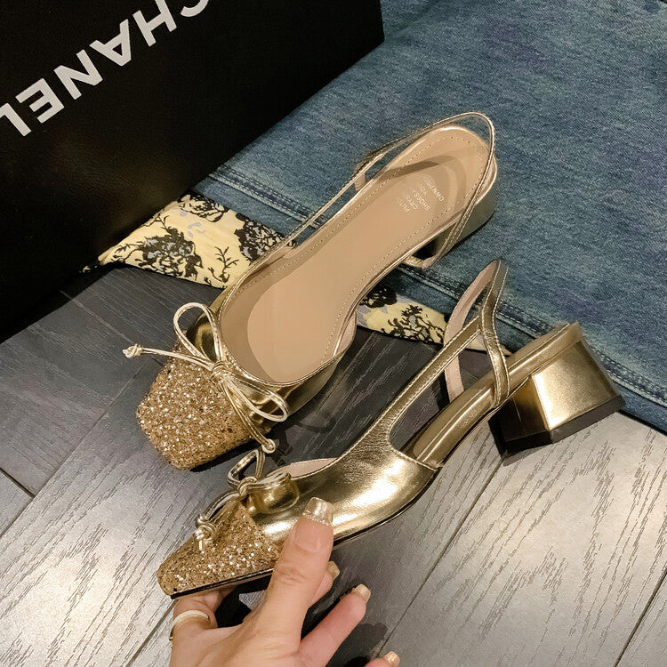 Karin Luna In Stock Spot Goods  Square Head Butterfly Knot Square Toe Unique Gretel Sandals