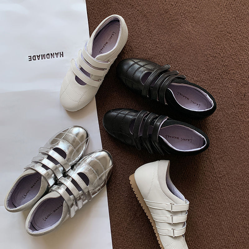 Karin Luna Casual Shoes Series~  In Stock In Stock Magic Tape Round Toe Internal Height Increase Single Strap Flats