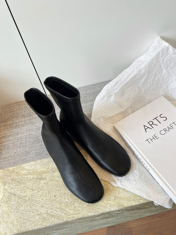 Karin Luna In Stock Spot Goods Round Toe Basic Stretch Slim Short Boots