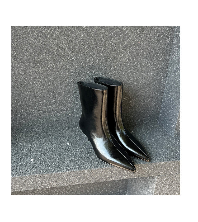 Karin Luna In Stock Spot Goods Minimalist Tube Kitten Heel Short Boots