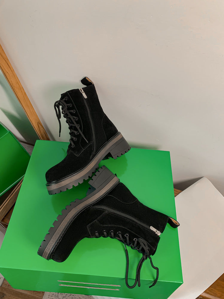 Karin Luna In Stock Casual style thin strap round toe suede ankle boots