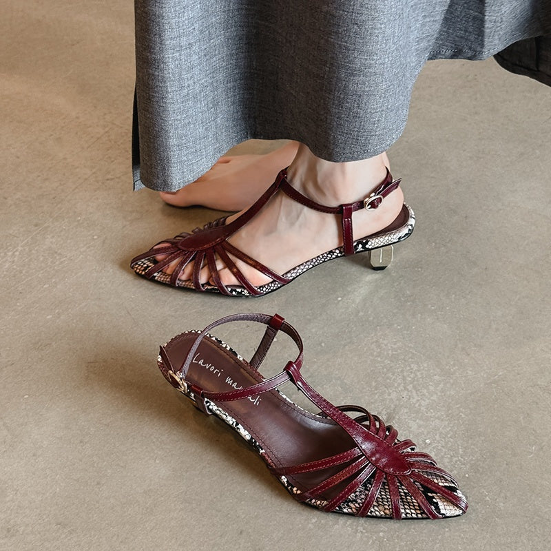 Karin Luna In Stock Spot Goods Open-toe French Style Metal Heel Sandals