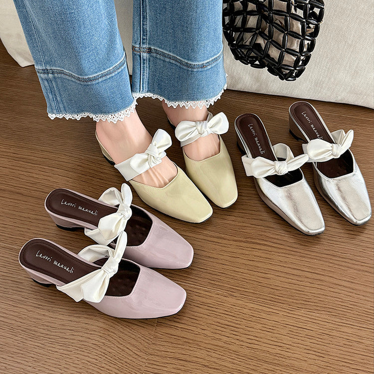 Karin Luna In Stock In Stock  Fluffy feel Bowknot Closed-Toe Slippers
