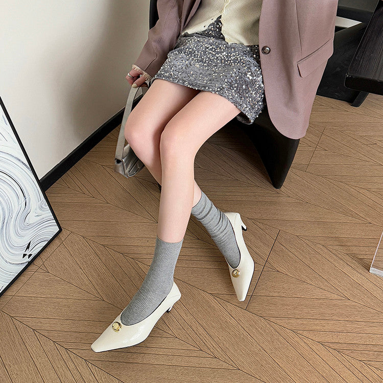 Karin Luna In Stock In Stock ~Basic Versatile French Style Small Square Toe Shallow Mouth Single Shoes