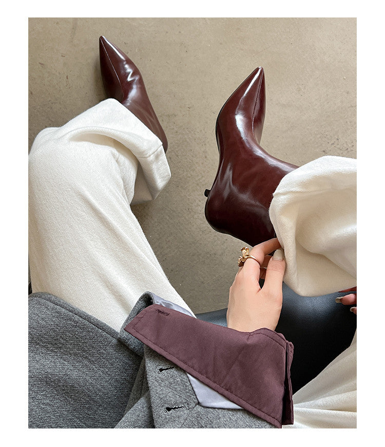 Karin Luna In Stock Spot Goods Minimalist Tube Kitten Heel Short Boots