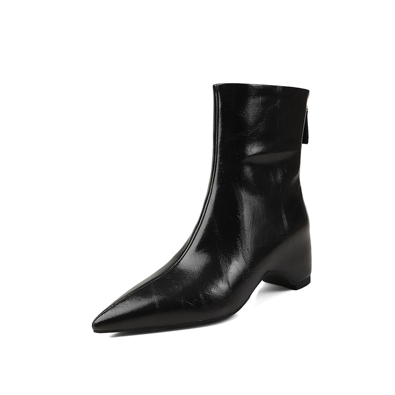 Karin Luna Versatile Elegant Style Pointed Toe Hidden Wedge Short Boots
