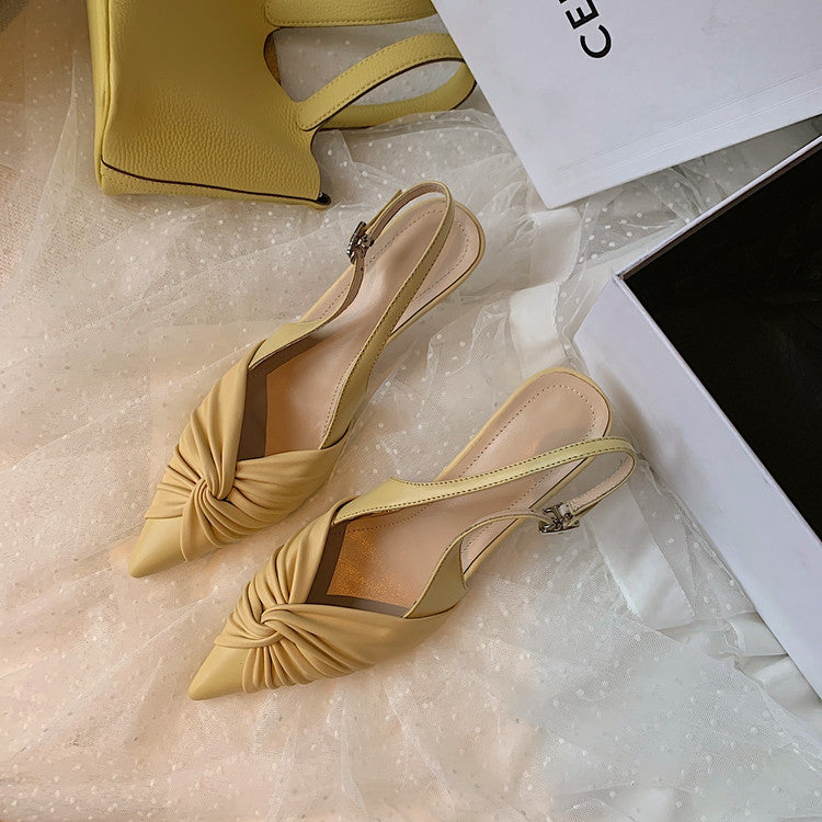 Karin Luna In Stock In Stock  Exquisite Pointed Toe Backless Closed-Toe Stiletto Sandals