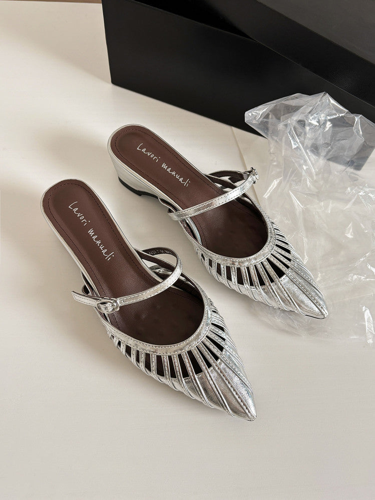 Karin Luna Casual Feel~In stock Pointed Toe Hollow Design Note Pointed Toe Slippers