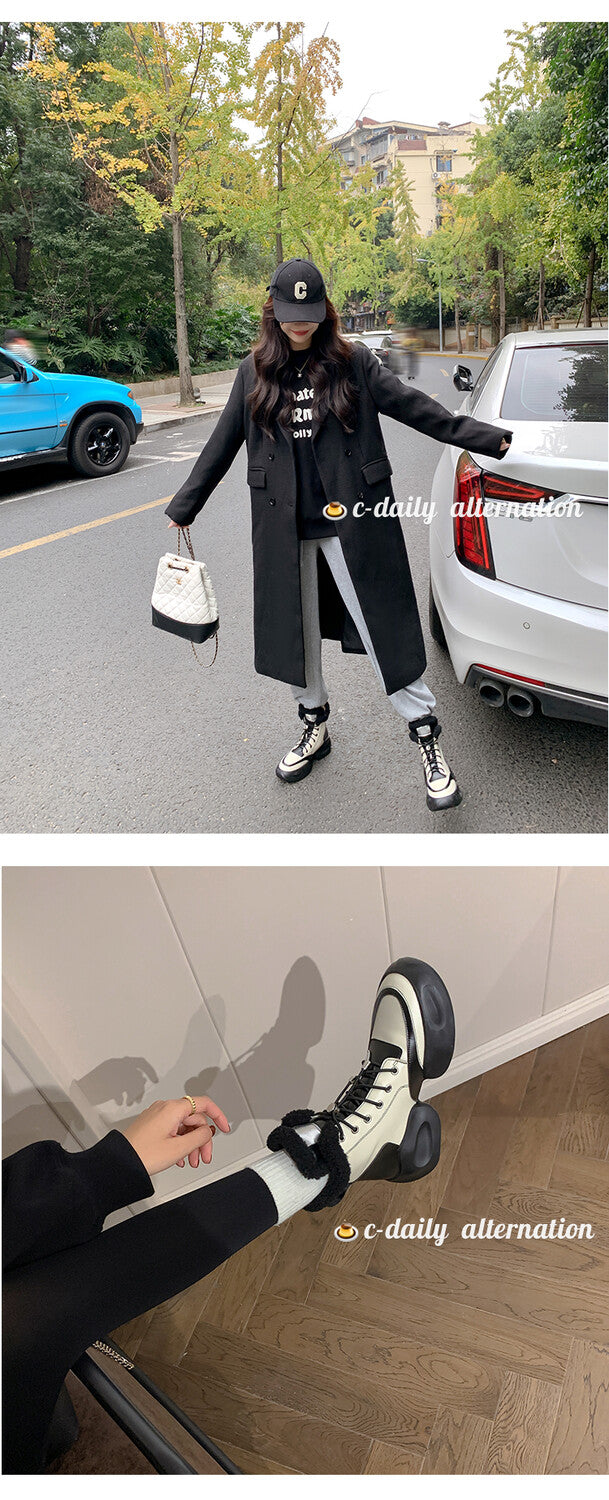 Karin Luna In Stock  Spot Goods  Hot-selling Sports Thick Sole Thickened Fur Snow Boots Full cowhide