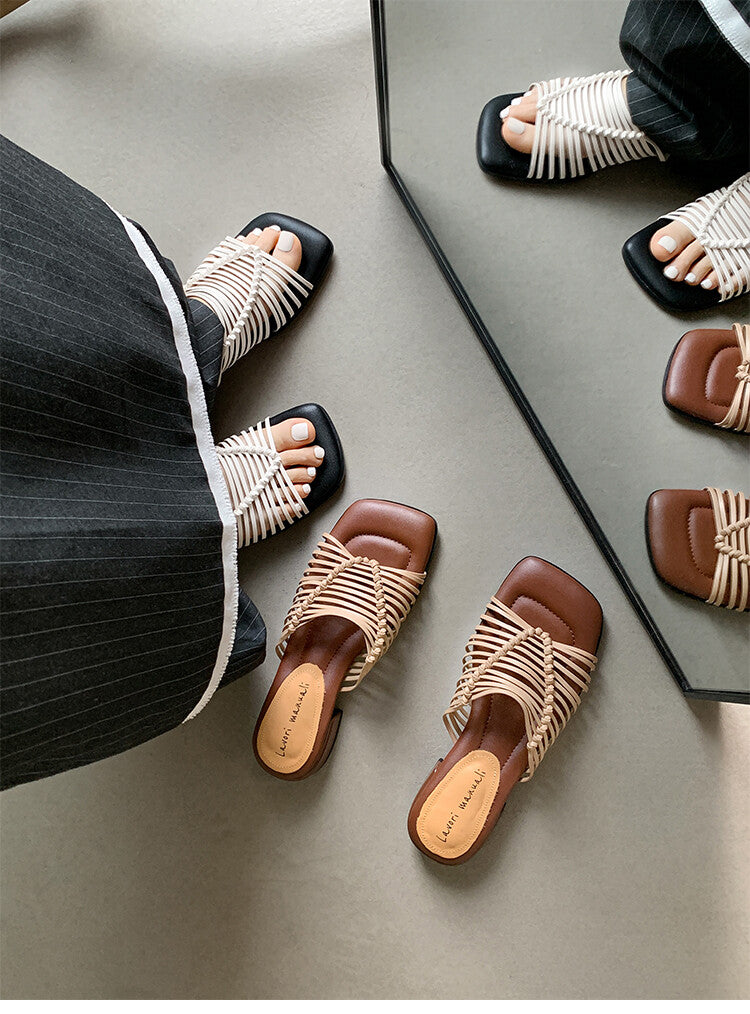 Karin Luna In Stock Spot Goods  Resort Style Handwoven Flat Sole Slippers