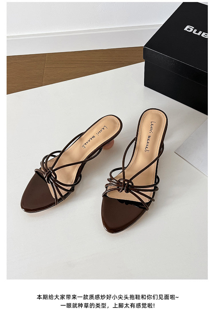 Karin Luna In Stock In Stock  In Stock Round Toe Cross Hollow Round Toe Stiletto Slippers