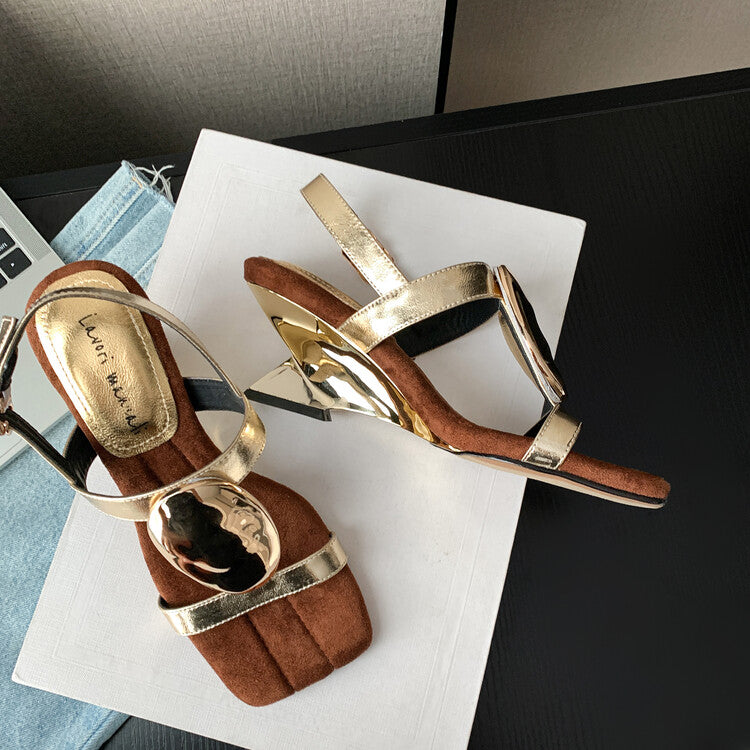 Karin Luna Hot-Selling Fasteners  Irregular Heel Open-Toe Sandals