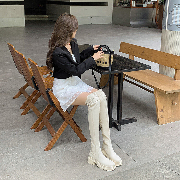 Karin Luna In Stock is the Way to Go！ Basic Thick-Soled Over-the-Knee Boots Super Soft Sheepskin Classic