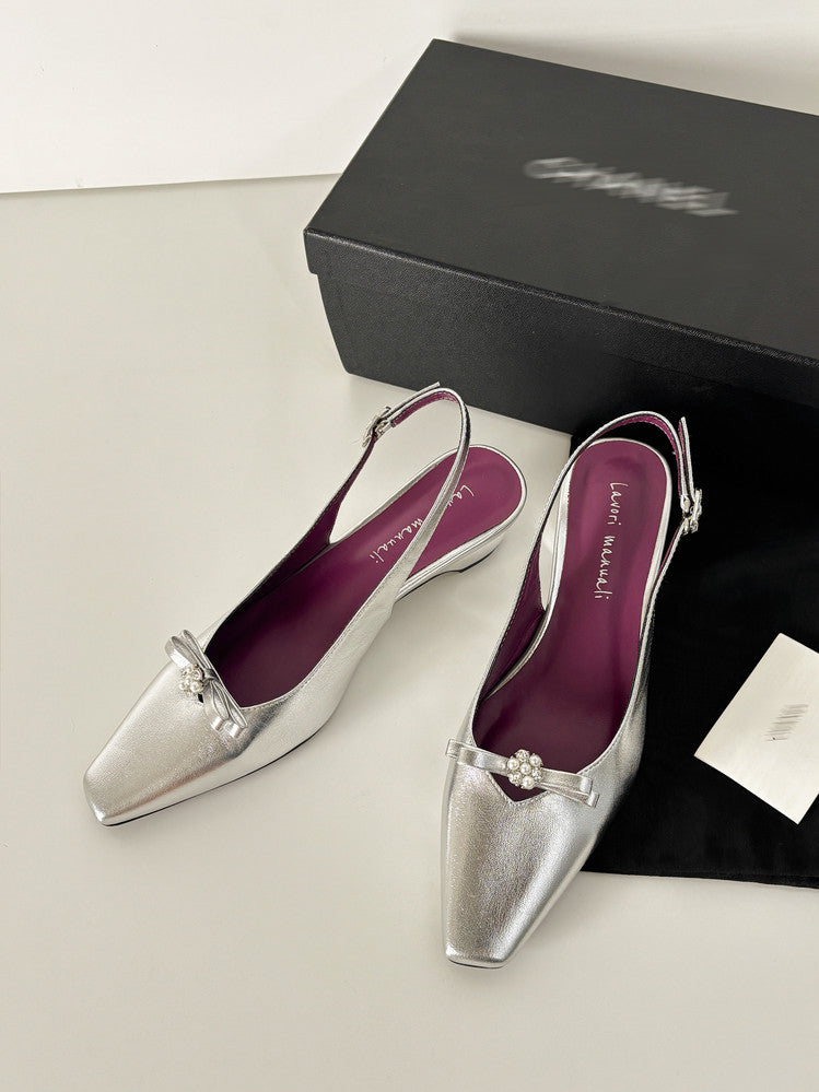 Karin Luna In Stock In Stock Sweet Bowknot Small Square Toe Chunky Heel Closed-toe Elegant Retro Sandals