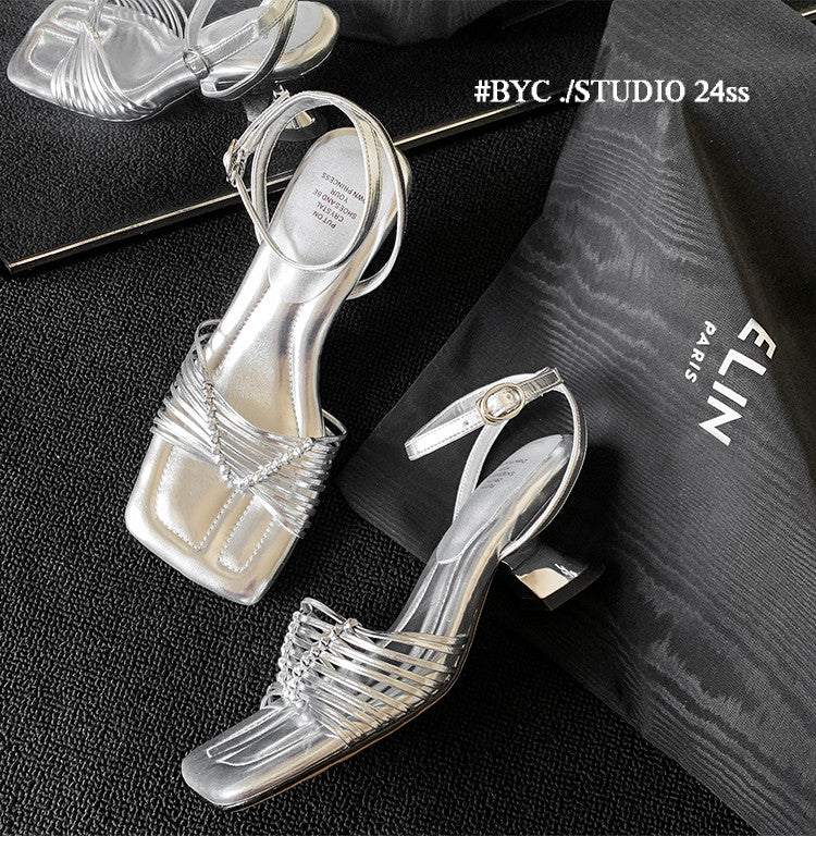 Karin Luna Data Hot Item  Comes with data plan included Hand-woven Square Toe Sofa Insoles Irregular Heel Sandals