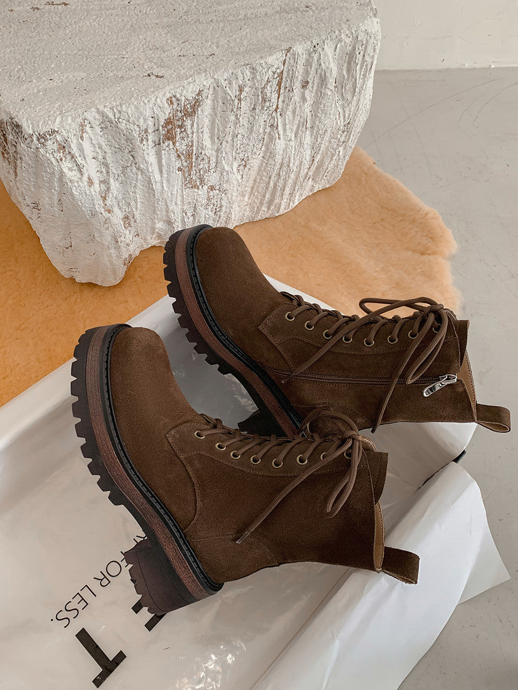Karin Luna In Stock Casual style thin strap round toe suede ankle boots