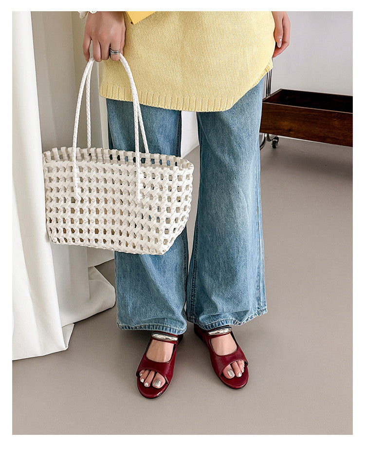 Karin Luna In Stock Spot Goods  Metal Buckle Round Toe Strap Slippers