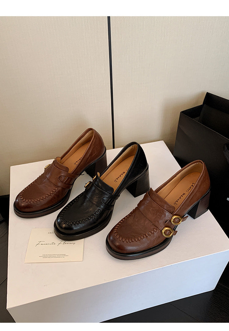 Karin Luna Bestseller Hot-Selling Derivative Edition Self-contained Strap Buckle Casual Loafers