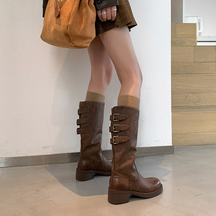 Karin Luna In Stock In Stock Thigh Circumference Belt Buckle Thick Sole Rider Boots