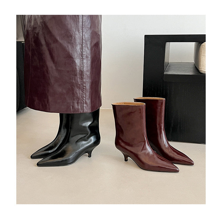 Karin Luna In Stock Spot Goods Minimalist Tube Kitten Heel Short Boots