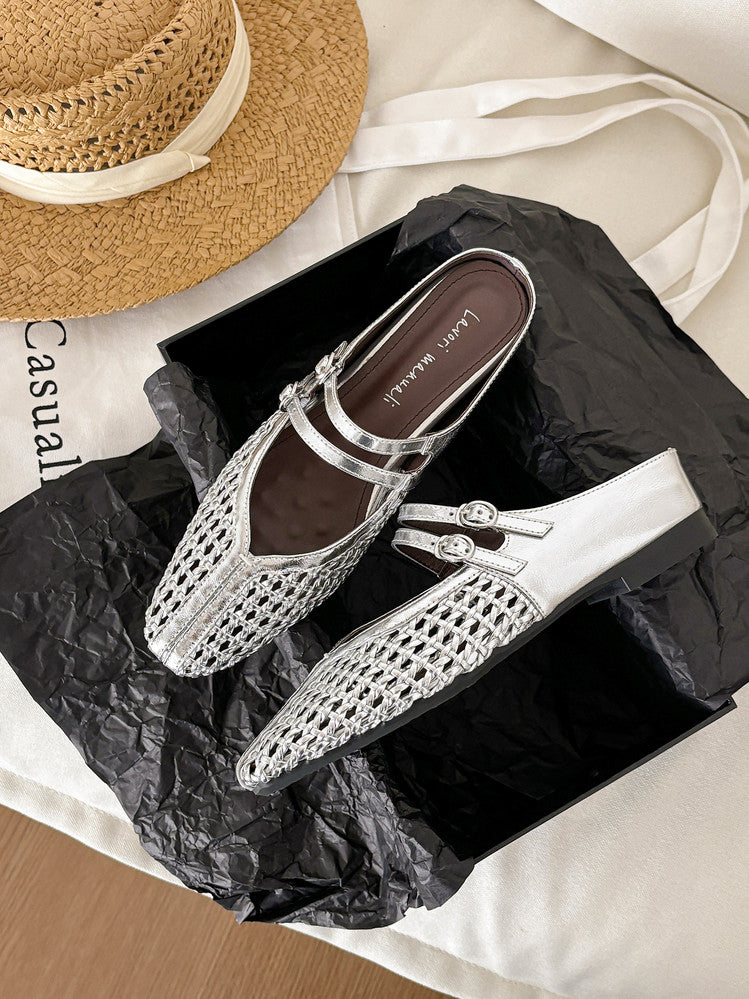 Karin Luna In Stock Spot Goods Hollow Woven One-Strap Closed-Toe Slippers