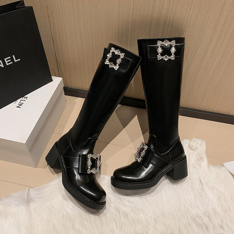 Karin Luna has prepared stock  Custom Large Square Buckle Bowknot Fastener Elegant Long Boots
