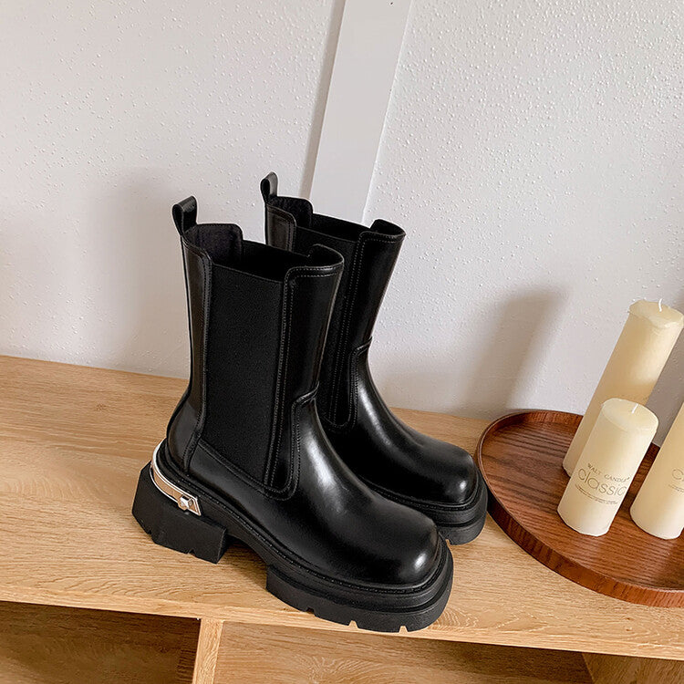 Karin Luna da Brand Series~Rear Metal Decoration Thick Sole Stretch Boots