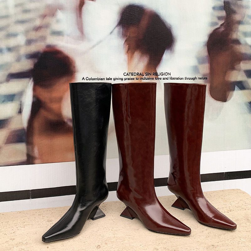 Karin Luna European and American Style Unisex Square-Toed Long Boots