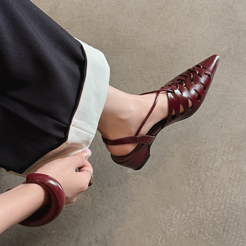 Karin Luna Braided Style ~Cross-woven Pointed Toe Closed-toe Sandals