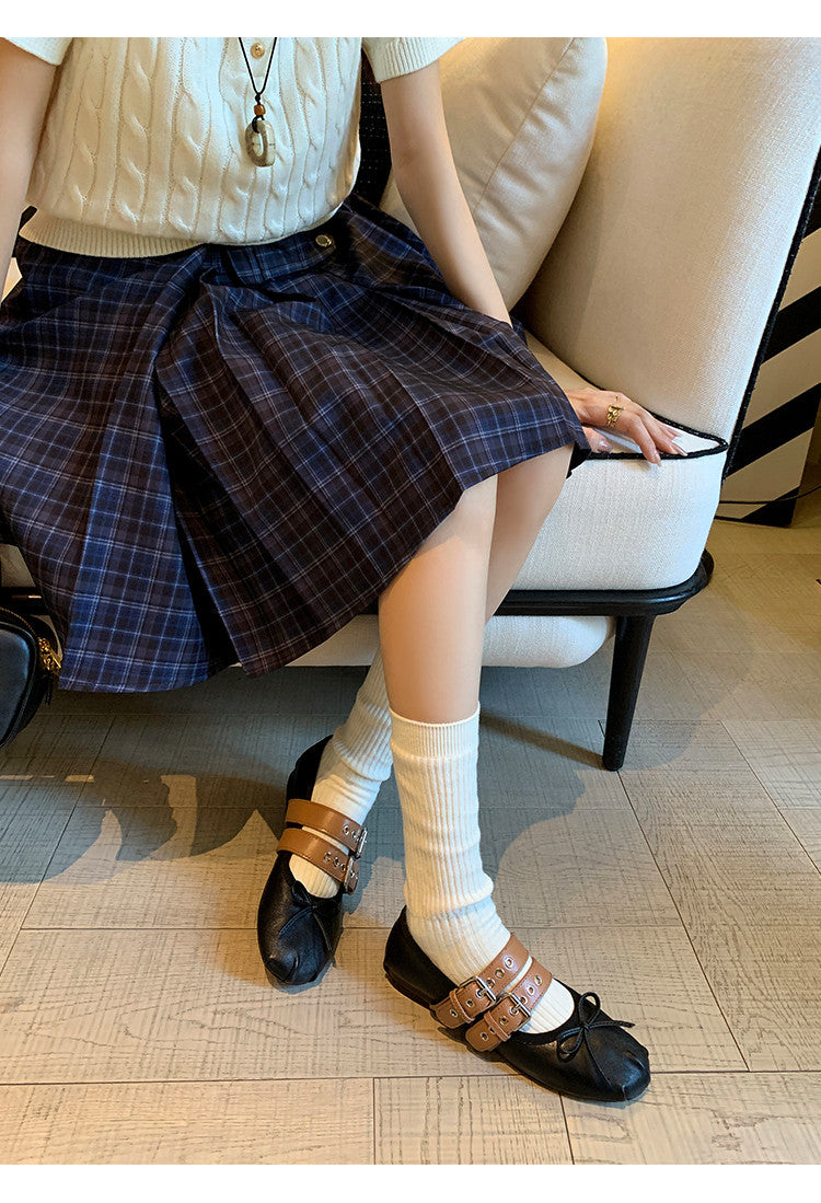 Karin Luna In Stock Spot Goods Minimalist Retro Round Toe Mary Jane Bowknot Height-Increasing Flats