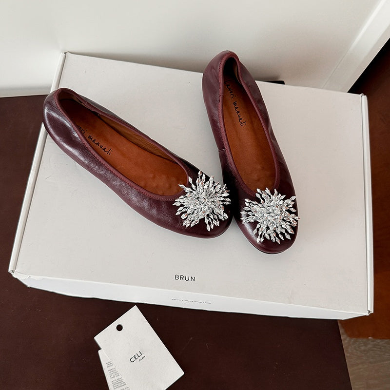 Karin Luna Full Leather Inside and Out~Gorgeous Fireworks Flat Granny Shoes