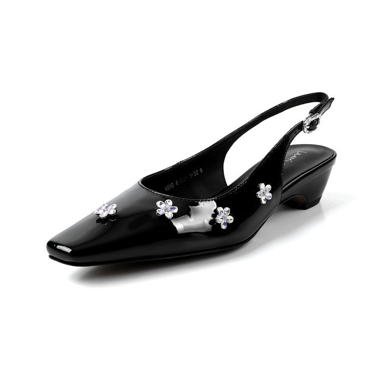 Karin Luna In Stock  Spot Goods  Rhinestone Small Square Toe Closed-Toe Sandals