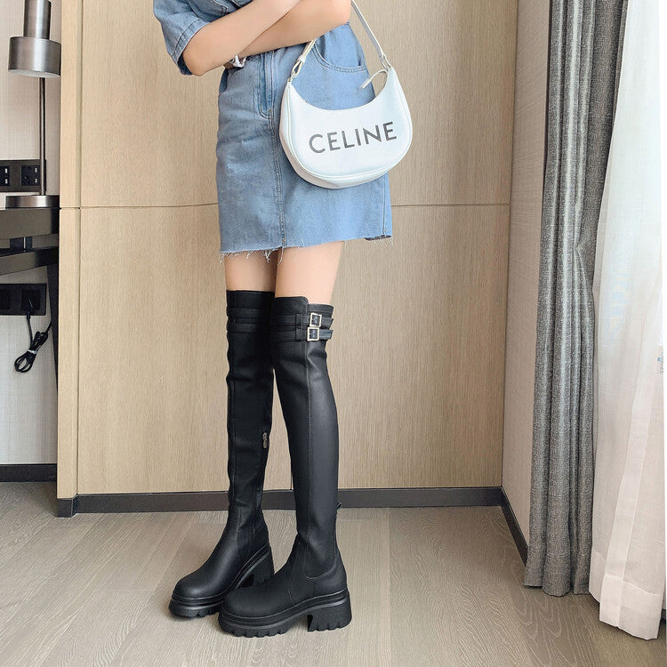 Karin Luna In Stock is the Way to Go！ Basic Thick-Soled Over-the-Knee Boots Super Soft Sheepskin Classic