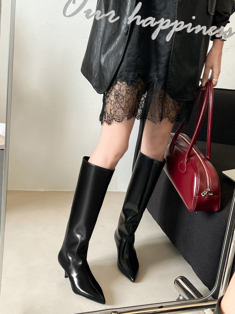 Karin Luna In Stock In Stock    Stunning Elegant Style Kitten Heel Straight Long Boots